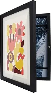 ACA Trading Kids Art Frame 330x240mm Kids Artwork Picture Frame Art Frames Projects, Front Opening Wood Art Frames Artwork Display Storage Frames for Children Drawing Crafting (Black)