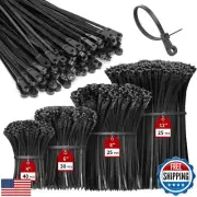 BethTie 120 PCS Black Zip Ties with Screw Hole Assorted Sizes, Mountable Head