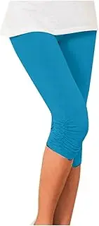 [Generic] Women's Stretch Capri Yoga Pants High Waist Tummy Control 7/8 Crop Leggings Solid Soft Workout Running Pants 2025
