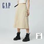 【GAP】女裝 防潑水鬆緊工裝褲裙-卡其色(872458)