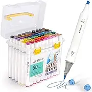 Aymxcls Art Markers Alcohol Based, 60-Color Double Tipped Coloring Drawing Illustrations, Artist Dual Tip Graphic Markers Crayon Markers for Coloring Drawing ﻿