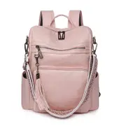 Womens Backpack Purse Vegan Leather Large Travel Backpack College Shoulder Bag with Tassel,Pink