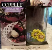 Corelle Impressions Sunsations 16 oz Glasses Set of 4 Glassware By Corning New