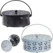Naturezhen Mosquito Coil Holder 2 Pieces, Portable Metal Mosquito Repellent Coil Holder, Retro Mosquito Incense Burner for Home and Camping