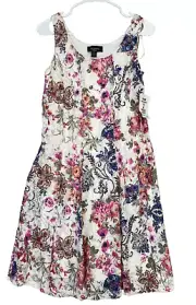 R&M Richards Dress Size 4P Petite Ivory Pink Floral Allover Lace Fit & Flare NWT