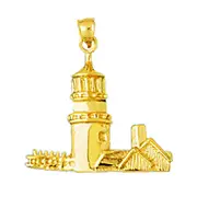 14K Gold Cape Cod Highland Lighthouse Pendant