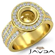 Diamond Engagement Huge Ring Round Semi Mount 18k Yellow Gold Halo Pave 1.65Ct