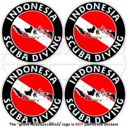 INDONESIA SCUBA DIVING Flag-Indonesian Map Shape Circular Sticker, Decal 50mm x4