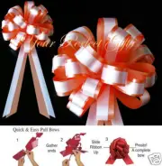 20 pcs ORANGE WHITE WEDDING 8" PULL BOWS PEW BRIDAL SHOWER