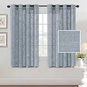 H.VERSAILTEX Linen Curtains Natural Linen Blended Sheer Curtains for Living Room Burlap Linen Textured Curtains Light Filtering Eyelet Curtains Bedroom Curtains 2 Panel, W132cm x D160cm, Stone Blue