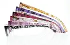 Women Rectangle Frame Colorful Patterns Designer Spring Hinges Reading Glasses