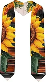[SKKNT] Sunflower And Rose Print Graduation Shawl Stole For Academic Commencements Honor Sash Congratulations Gift