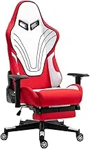 Professional Gaming Chair, Pc Gaming Chair, Gaming Chair for Girls Reclining Leather Office Chair with Footrest Ergonomic Gaming Computer Chair with Massage Gaming Desk Chair for Women High Back Offic