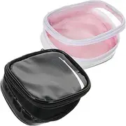 [Ipetboom] 2PCS Eyeglass Case Holder Black Glossy PU Storage Pouch with Zipper Design Capacity Lens Container for Glasses Durable and Practical DIY Storage Bag