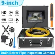 9" Sewer Camera HD Drain 512Hz Industrial Inspection Endoscope with 12PCS LED