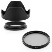 67mm Reversible Lens Hood + CPL Filter for Canon EOS 7D 50D 60D 600D T3i 18-135