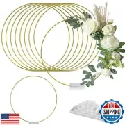 TEKXYZ 12 Inch Gold Metal Floral Hoops with Transparent Acrylic Bases for Tab