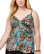 Miraclesuit Plus Size Charming Cheetah Printed Underwire Tankini Top