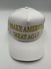 OFFICIAL Rare Cali-Fame MAGA Trump 2024 White And Gold Made In America Hat