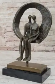 Modern Abstract Couple Bronze Statue Signed Original Artwork Home Decor