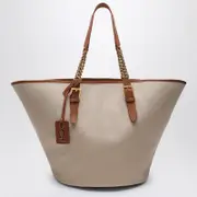 [Saint Laurent] Desert-coloured shoulder bag in canvas and leather One size Brown