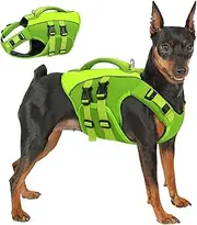 Queenmore Life Jacket Dog XL, Ripstop Dog Life Jacket, Labrador Life Jacket, Large Dog Life Jacket with Handle, Boating Surfing, Green, XL