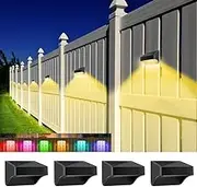 Clora Solar Fence Lights Solar Outdoor Wall Lights 4 Pack, Fence Deck Solar Lights Warm White Color Changing Waterproof for Step Backyard Fence Wall Patio Deck Railing Stair