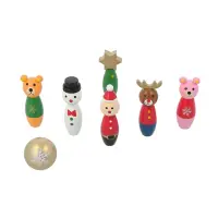 在飛比找蝦皮購物優惠-【MARK'S】聖誕節 裝飾 擺飾 迷你保齡球 木製聖誕裝飾