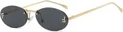 [TYUVIVO] Luxury Fashion Diamond-encrusted Sunglasses Candy Color Oval Frame Wome Men Unisex Rimless Sun Glasses Sunshade UV400 Protection