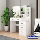 Dressing Table Mirror Jewellery Cabinet Vanity Makeup Organizer Table 5 Drawers