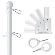 White Flag Pole for House Outside with 5 Position Mounting Bracket, 6ft Stain...