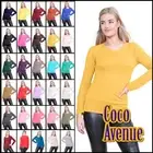 Womens Long Sleeve T-Shirt Jersey Stretchy Plain Slim Fit Round Neck Tee Top