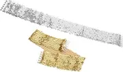 [FOMIYES] 2pcs Wide Elastic Sequin Belt Sparkling Shiny Waistband for Dresses Party Dresses Halloween Disco Dance Performances Fashionable Glittery Waist Belt for Events