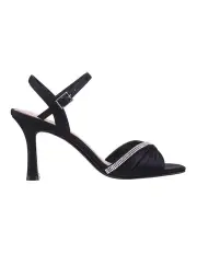 [NINA] Agnes Sandals in Black Luster Satin