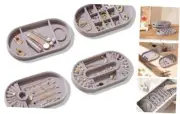 Set of 4 Stackable Jewelry Organizer Tray for Drawer, Velvet Jewelry Grey