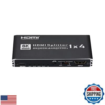 8K@60Hz HDMI Splitter 1 in 4 Out, HDMI 2.1 Splitter 1x4 Support 4K@120Hz, 108