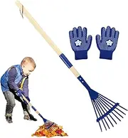 Small Garden Rake - Kids Leaf Rake Kit | Kids Lawn Rake with Removable Wooden Handle for Exploring, Gardening and Camping.
