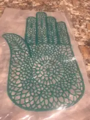 RARE VTG Hamsa Hand Iron On Transfer Appliqué DAISY WAVES Pattern A Green