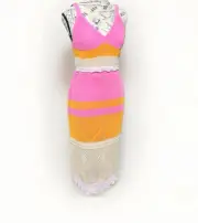 Women's Willow & Wind 2-Piece Pink Knitted Skirt & Cropped Top Outfit Large