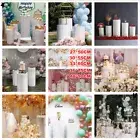 5pcs White Round Plinth Cylinder Pedestal DIY Wedding Cake Flowers Display Stand