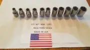 BJ Craftsman USA (NOS) 11 PC MM Socket Set - 1/2" Drive, 6 Point