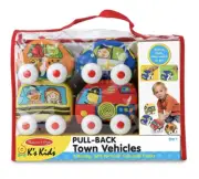 Melissa & Doug K's Kids Pull-Back Town Vehicle Soft To Touch Baby Toy Set 4 Pack