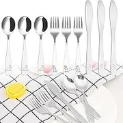 Hnvdkln Kids Cutlery Set, 9Pcs Kids Silverware Set, Stainless Steel Kids Fork Spoon and Cutter Set - 3 x Spoon 3 x Fork 3 x Dinner Cutter