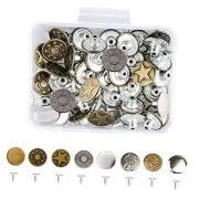 80 Sets 17mm Jeans Button Replacement Kit Metal Tack Button Snap Button for