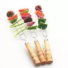 10pcs Stainless Steel Barbecue Stick 2 Prong Barbecue Needle BBQ Skewers Meat