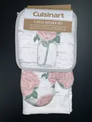 CUISINART 3 PIECE KITCHEN SET Oven Mitt/ Potholder Kitchen /Towel /NEW