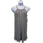 O'NEILL WOMENS SIZE LARGE MORETTE SPACEDYE KNIT TANK DRESS WHITE BLACK NEW!