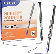 eyeye Liquid Ink Rollerball Pens, 0.7mm Fine Point Needle Tip, 12 Pack (6 Black 6 Blue) Rollerball Pens Quick Drying, Rolling Pen Smooth Writing for Journaling, Note Taking, Office and School Supplies