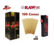 raw BLACK 1 1/4 size pre rolled cone +RAW PHOENIX ULTIMATE SMOKERS LIGHTER
