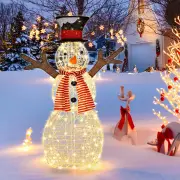 CostwayLighted Standing Snowman with Ground Stakes for Decorations